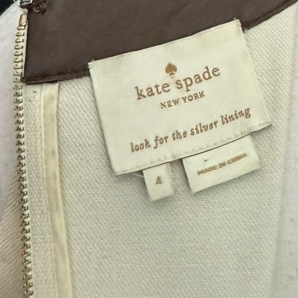 Kate Spade Havana Leather Triim Dress A-Line Size 4 - Picture 9 of 10